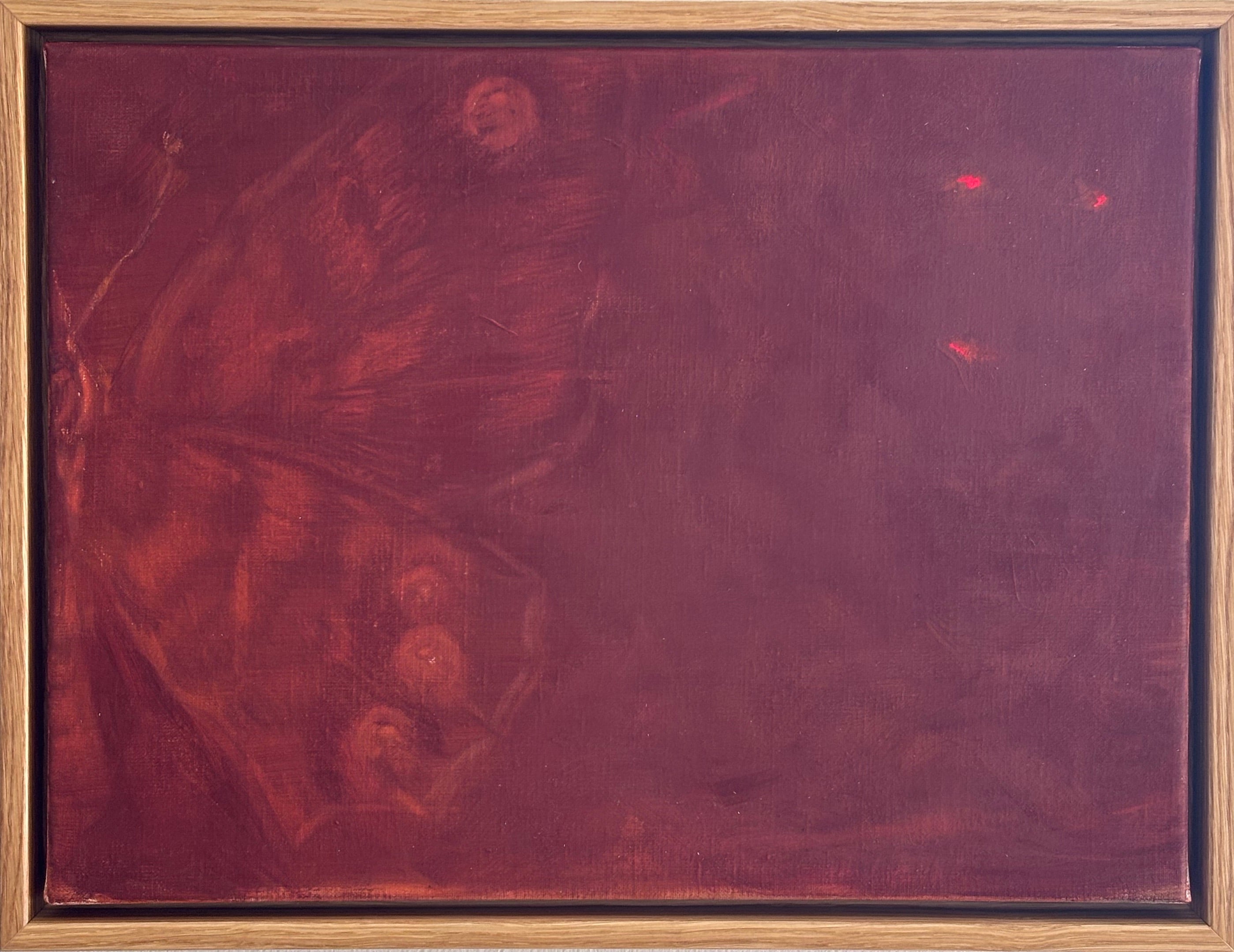 SELVFORGLEMMELSE #6. 30X40 cm. Ægtempera på lærred. Egeramme.