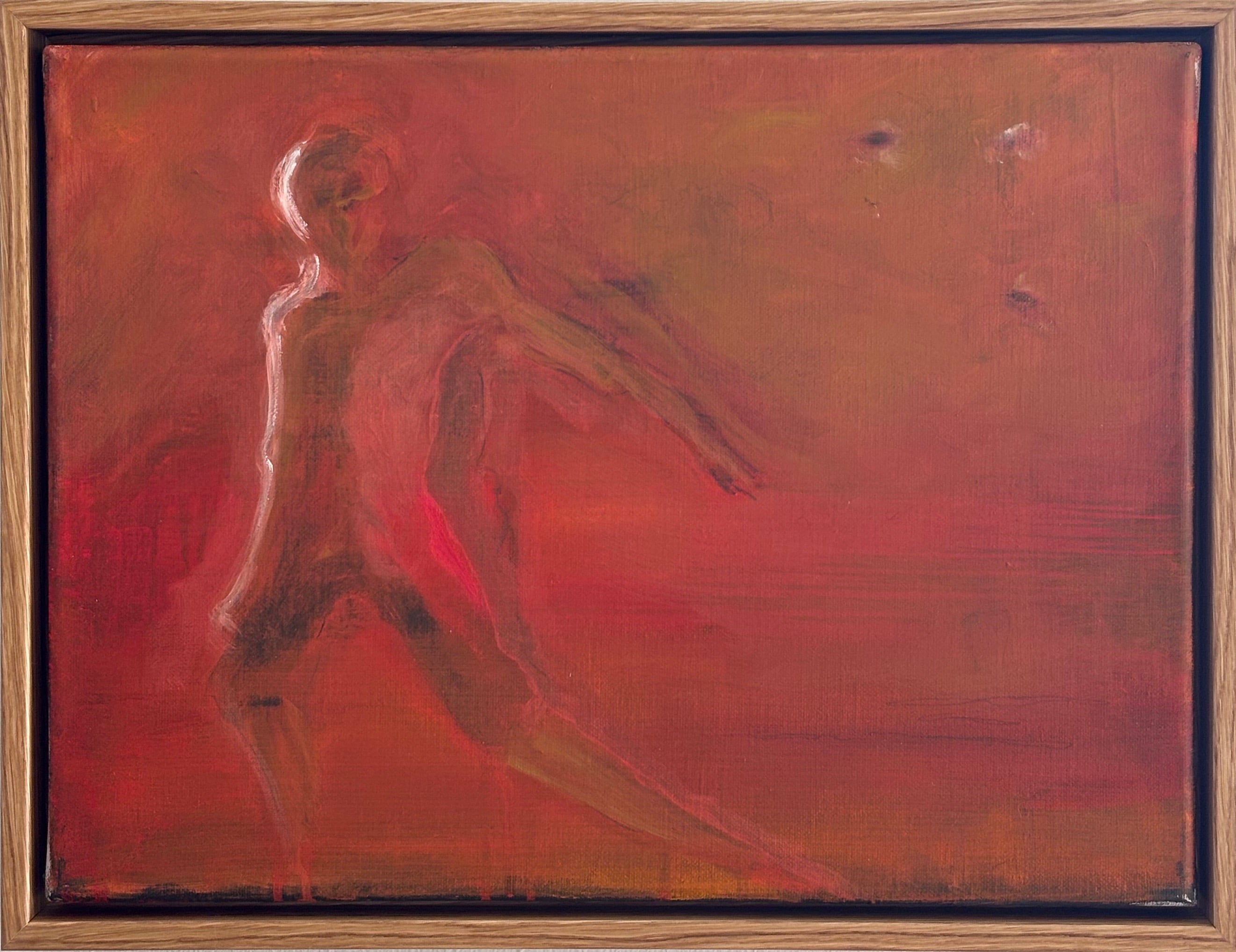 SELVFORGLEMMELSE #9. 30X40 cm. Ægtempera og olie på lærred. Egeramme.