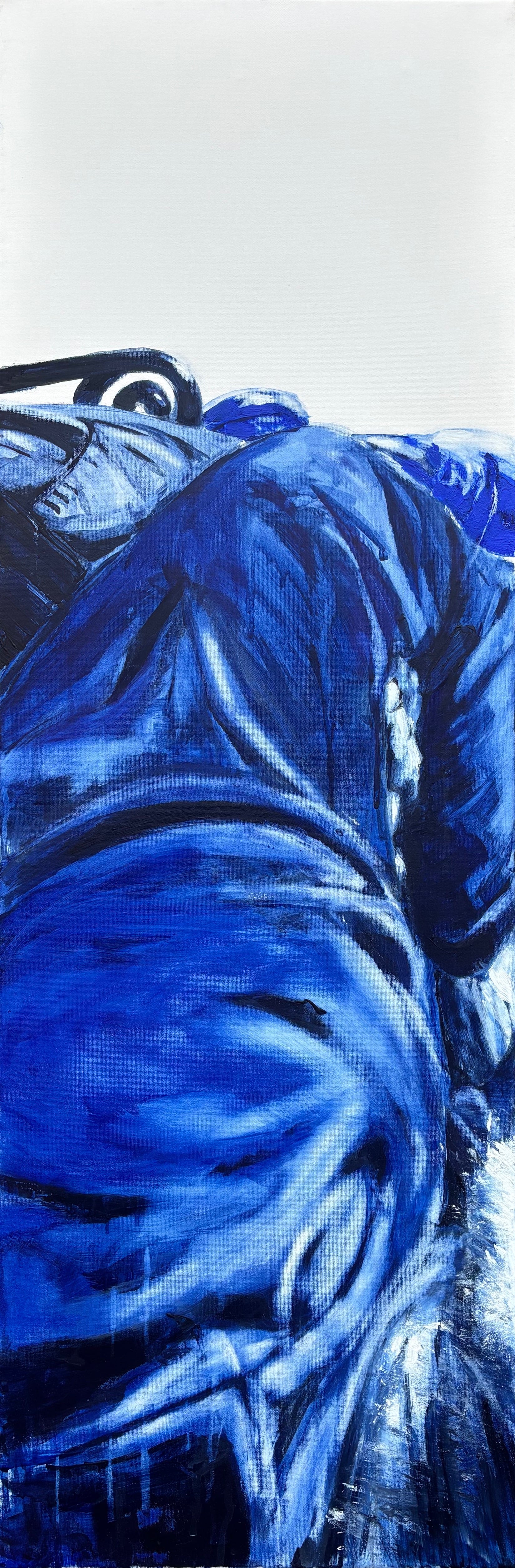 Tangled Up In Blue #2. 90x30 cm. Ægtempera på lærred