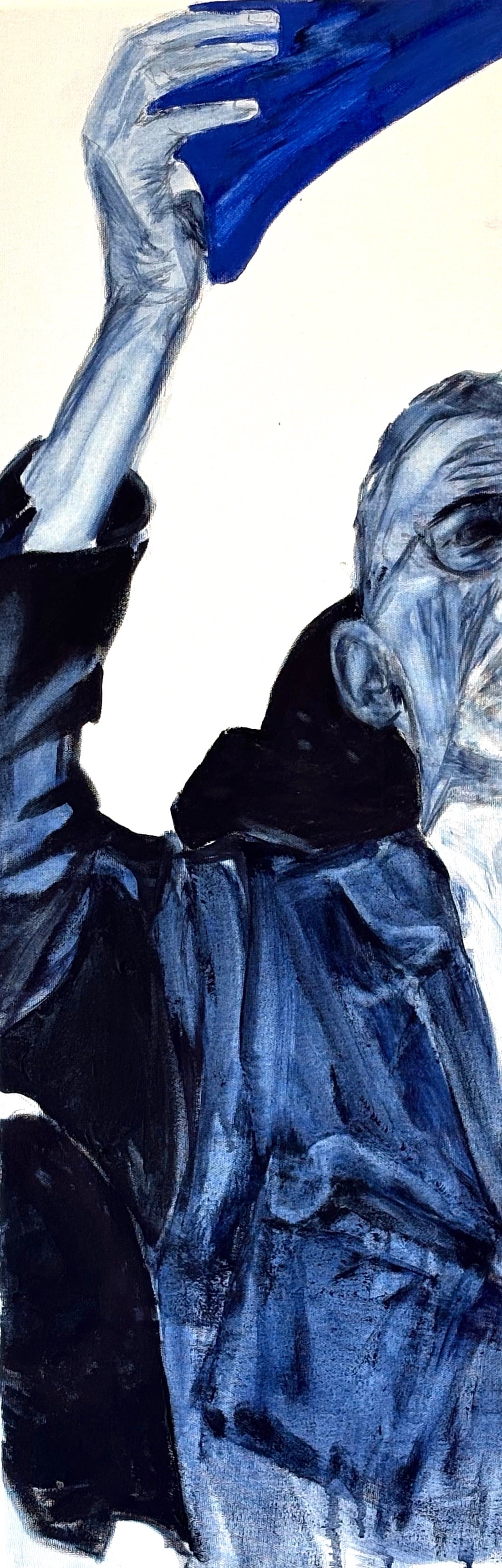 Tangled Up In Blue #3. 90x30 cm. Ægtempera på lærred