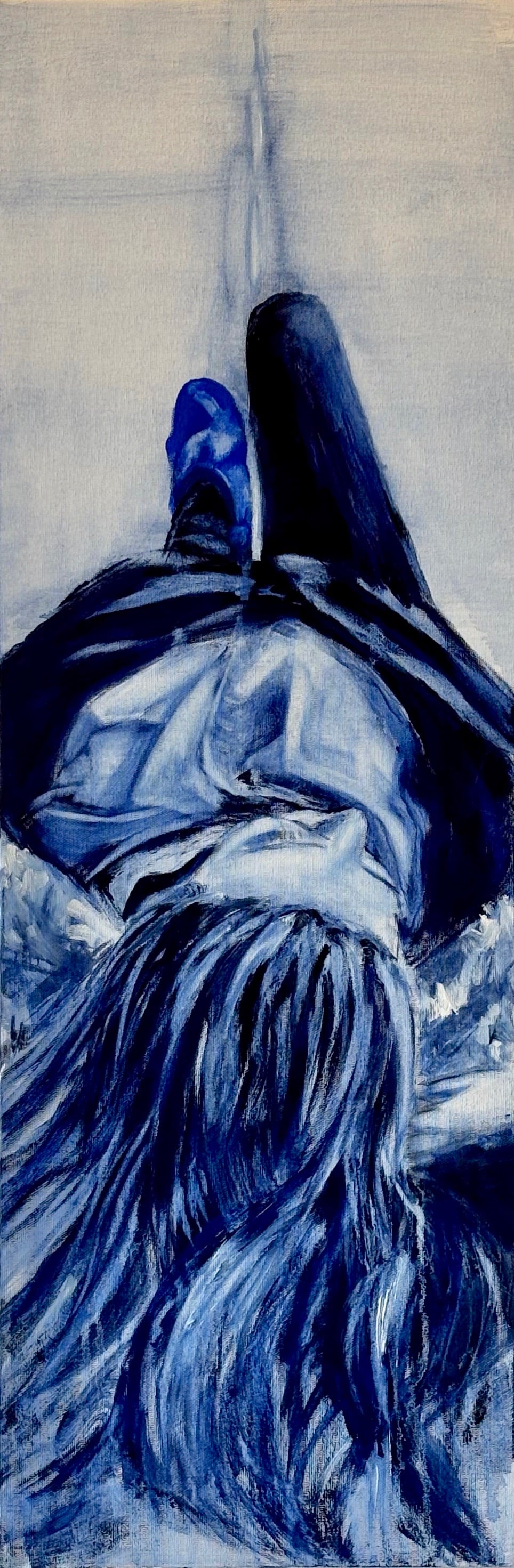 Tangled up in Blue # 4. 90x30 ægtempera på lærred