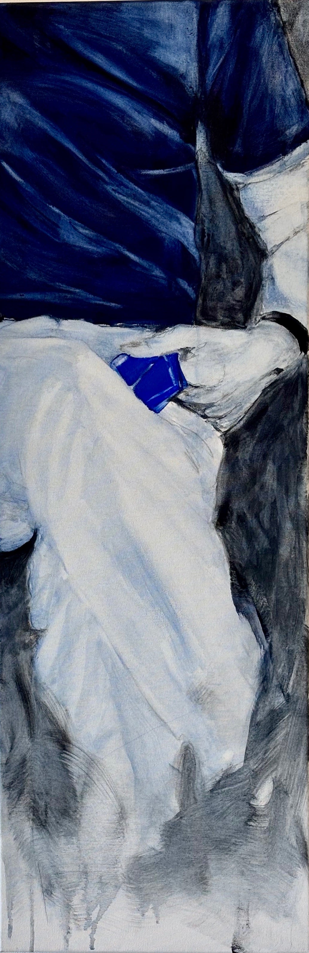 Tangled Up In Blue #5. 90x30 cm. Ægtempera på lærred