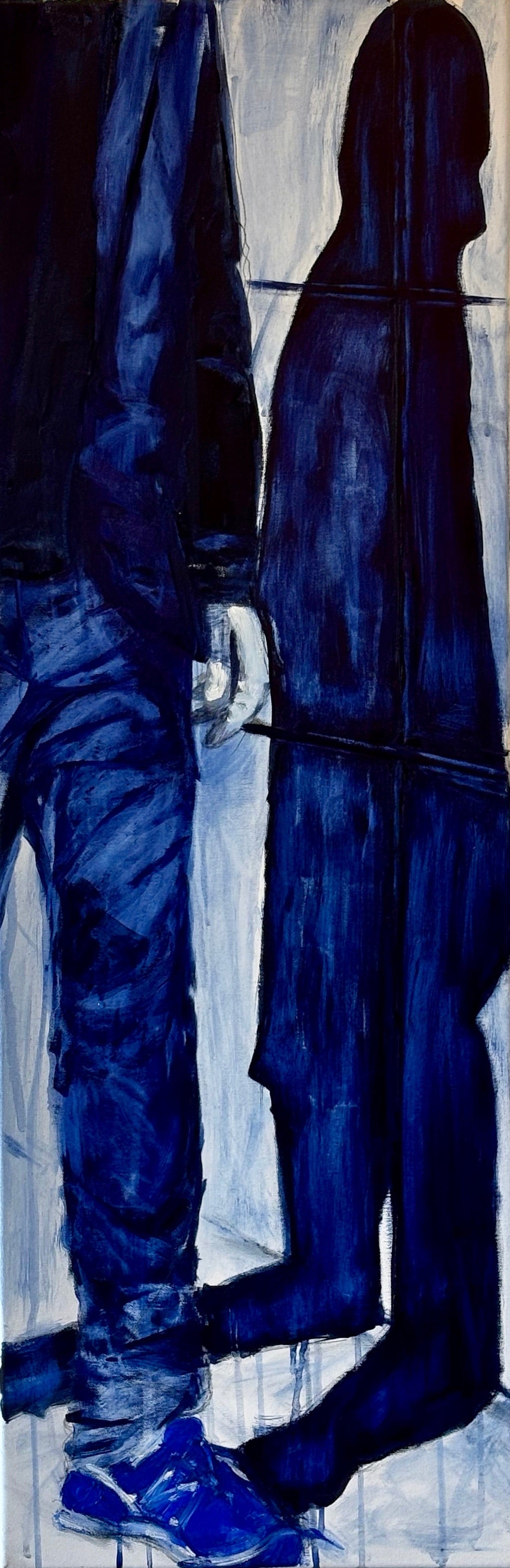 Tangled Up In Blue #6. 90x30cm Ægtempera på lærred